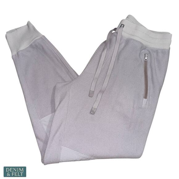 Alo Yoga Gray Fleece Sweatpants Zip Pockets Ribbed Waistband Size Medium - Picture 1 of 13